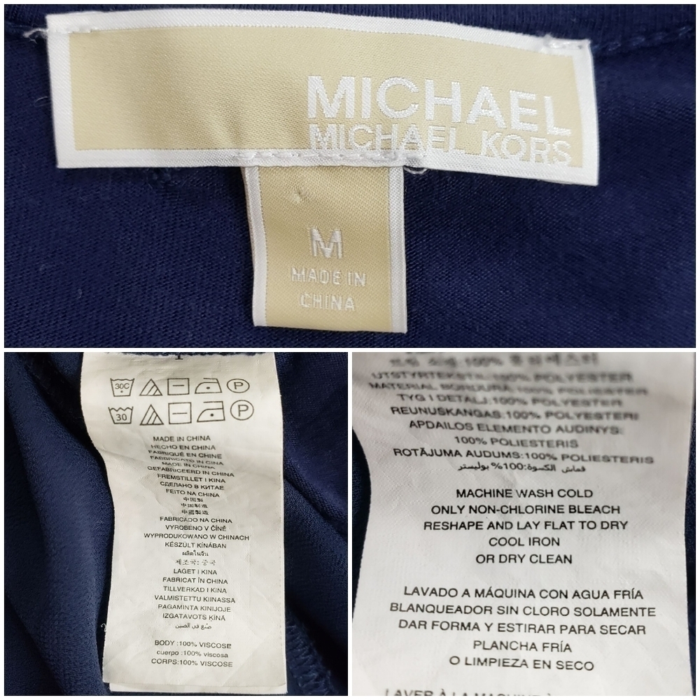 Michael Kors Navy Flutter Hem Layered Top Medium - Picture 11 of 11